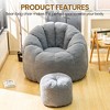 Hooseng Bean Bag Chair with Ottoman, Floral Shaped Bean Bag Sofa with Dutch Velvet Cover & Memory Foam Filler for Adults, Bedroom, Living Room, Dorm - 3 of 4