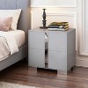 Elegant Mirrored Nightstand with Metal Feet 2-Drawer Bedside Table for Bedroom Living Room Gray - 2 of 4