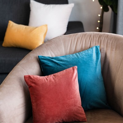 Teal Velvet 20" x 20" Euro Pillow Covers Set