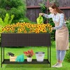 Tangkula Elevated Planter Box Raised Garden Bed w/ Rattan Surface Bottom Storage Shelf & Removable Liner - 3 of 4