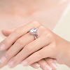 Guili Sterling Silver Two-Tone Ring with Pink and Clear Cubic Zirconia, an elegant and dainty fashion statement for youthful radiance, Size 6, 7, 8. - 3 of 4