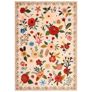 Floral Washable Area Rug - Non-Slip Low-Pile Carpet for Living Room, Bedroom, Kitchen & Dining Room - 1 of 4