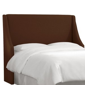 Full Swoop Arm Wingback Headboard Linen Chocolate - Skyline Furniture, Linen Brown
