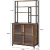 63.78" Bakers Rack with Cabinet and Hooks, 5-Tier Coffee Bar Station with Microwave Space, Brown Industrial Style - 3 of 4