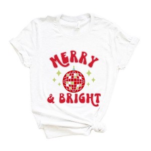 Simply Sage Market Women's Merry and Bright Disco Ball Short Sleeve Graphic Tee - 1 of 4