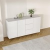 63 Inch Sideboard Buffet Cabinet with Rack Shelf 4 Doors 3 Drawers, Coffee Bar Storage with Metal Legs, Divided Display Storage Sideboard, White - 3 of 4