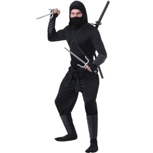 HalloweenCostumes.com 2X   Stealth Shinobi Ninja Adult Plus Size Costume, Black - 1 of 2
