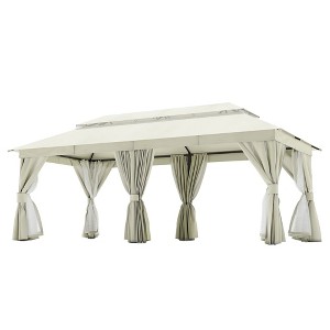 YARDGRACE Semi-permanent Patio Gazebo 10'x20' with Expansion Bolts, Outdoor Heavy Duty Party Shelter with Double Roof - 1 of 4