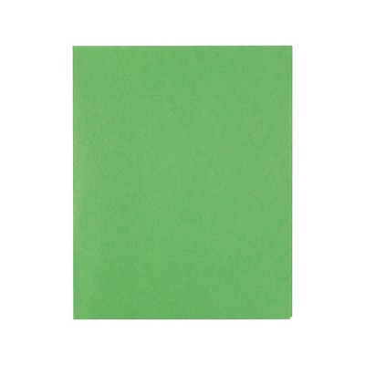 Staples School Grade 2 Pocket Folder with Fasteners Green 25/Box 27541-CC