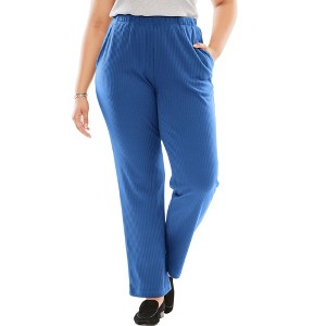 Woman Within Petite 7-Day Knit Ribbed Straight Leg Pant - 1 of 4