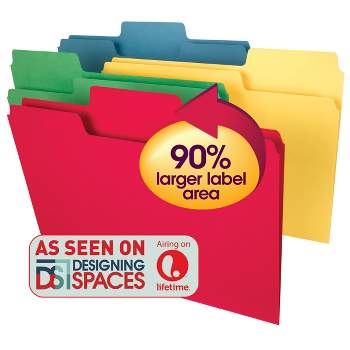 Smead SuperTab Heavyweight File Folder, Oversized 1/3-Cut Tab, Letter Size, Assorted Colors, 50 per Box (10410)
