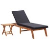 vidaXL Sunlounger Black and brown PE rattan and solid acacia wood Large - 2 of 4