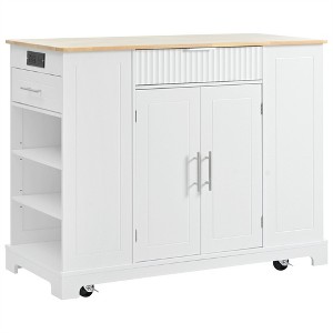 OUTSUPPLY Kitchen Island with Trash Storage, 3 Drawers, 5 Wheels, Adjustable Shelves - 1 of 4