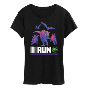 Women's - Jurassic Park - Run Infared Dinos Short Sleeve Graphic T-Shirt - 1 of 4