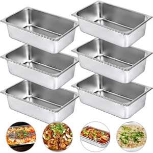 VEVOR 6 Pack Steam Table Pans 20.9 x 12.8 x 5.9 Inch Deep Steam Table Pan Full Size 20.5L Deep Food Container Stainless Steel Oven Tray, Silver - 1 of 4