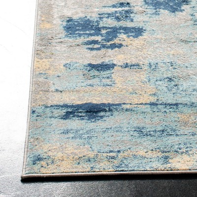 Modern Abstract Grey and Gold 3' Square Synthetic Rug