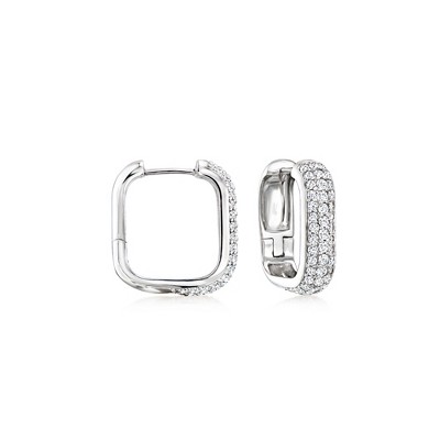 Ross-Simons 1.20 ct. t.w. White Topaz Paper Clip Link Hoop Earrings in Sterling Silver
