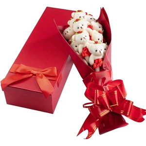 Deluxe Red Love Teddy Bear Bouquet in Gift Box - One Dozen Roses Stuffed Plush Bears w Tutus - Gift Wrapped Bow & Ribbon - Great Gift for Mother's Day - 1 of 4