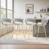 Elegant Swivel Counter Height Stools Set of 4, Seats with Back, Metal Legs, Modern Quilted Chairs for Kitchen or Bar-Maison Boucle - 2 of 4
