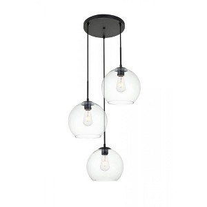 Elegant Lighting Baxter 3 Lights Black Pendant With Clear Glass - 1 of 4