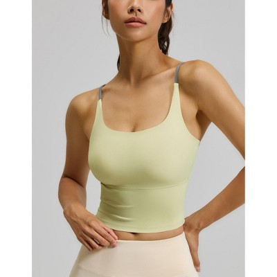 Women Cross Back Crop Sports Tank Top Yoga Bra Spaghetti Straps