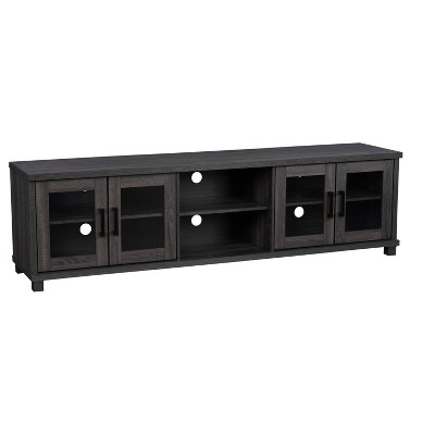 Fremont 84" Dark Gray Engineered Wood TV Stand with Glass Cabinets