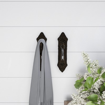 2pc Decorative Key Lock Design Wall Hooks Brown - Lavish Home
