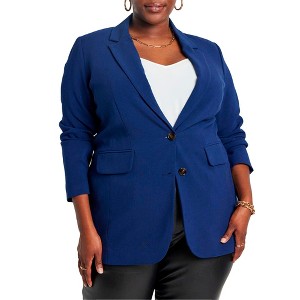 ELOQUII Women's Plus Size The 365 Semi Stretch Two Button Blazer - 1 of 4