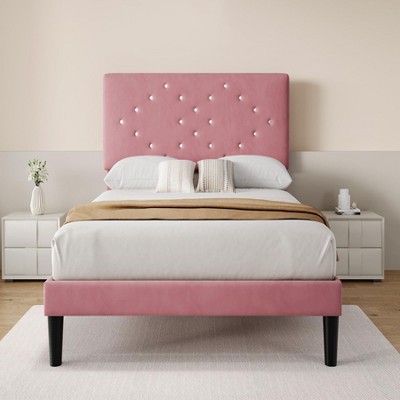 Twin/Full/Queen Size Bed Frame with Headboard, Modern Platform Bed with Wooden Slats Support, No Box Spring Needed & Noise Free
