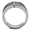 Slickblue Women’s Fashion Ring, Wide Band, Silver with Black Enamel and Green Synthetic Crystals, Size 5-10 - 3 of 4