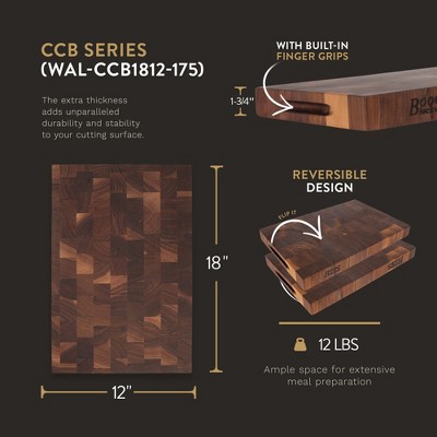 Large Walnut Wood Reversible Chopping Block with Finger Grips