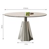 Gulches 35" Mid-Century Modern Round Dining Table - Black Tempered Glass Top & Silver Flared Base, Compact Table - 3 of 4