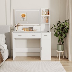 CAVINAS Smart Mirror Bathroom Vanity Organizer with Drawers and Storage Dressing Table with Mirror Rectangular Vanity Table for Bedroom - 1 of 4