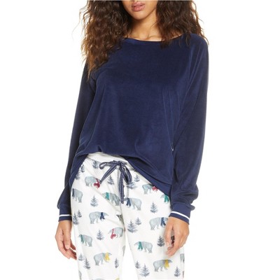 P.J. Salvage Womens Solid Pajama Sweatshirt Top