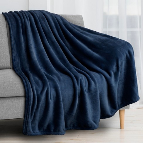 PAVILIA Luxury Fleece Blanket Throw for Bed, Soft Lightweight Plush Flannel  Blanket for Sofa Couch , Navy Blue/Twin - 60x80