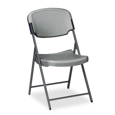 Iceberg Rough n Ready Commercial Folding Chair, Supports Up to 350 lb, 15.25" Seat Height, Charcoal Seat, Charcoal Back, Silver Base