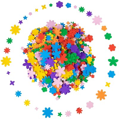 Genie Crafts Foam Stickers - 700-Piece Self-Adhesive Foam Shapes, Flower Shape Kids DIY Arts and Crafts Supplies, Multicolored