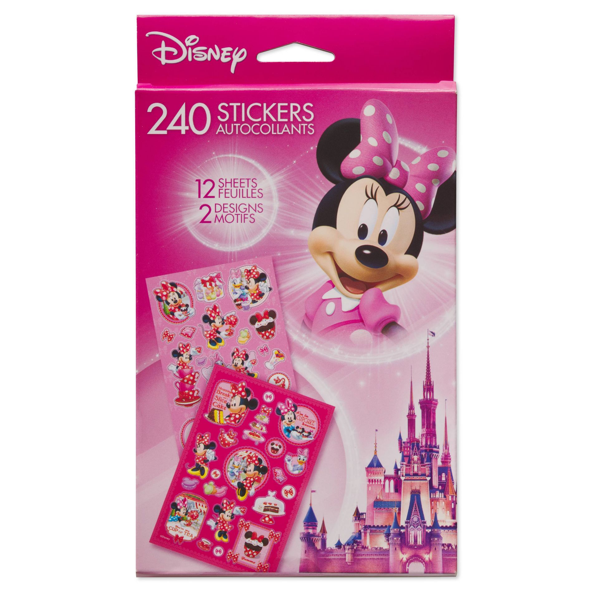 Minnie Mouse 240ct Boxed Stickers: Disney Kids & Toddler Stickers, Birthday Theme, 12 Sheets, All Ages