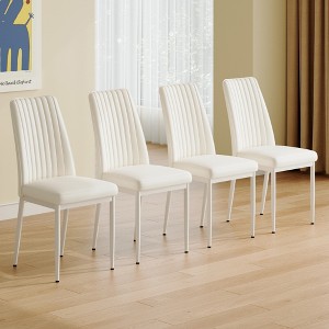 XIYUYEU PU Dining Chairs Set of 4/6,Modern High Back Kitchen Chairs with White/Black Leg for Dining Room,Living Room,Meeting Room - 1 of 4