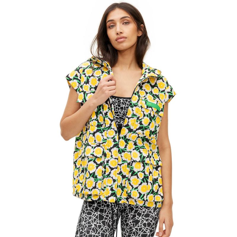Women's Nylon Packable Yellow Poppy Short Sleeve Hooded Vest - DVF for Target, 1 of 12