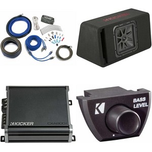 Kicker 45VL7R122 Single 12" L7R Loaded Vented Enclosure - 600 Watts RMS - w/ CXA800.1 Amp, Wiring Kit & Bass Knob Bundle - 1 of 4
