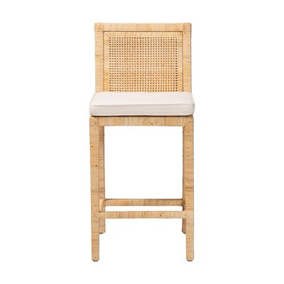 Sofia Handmade Natural Wood and Rattan 41" Counter Stool