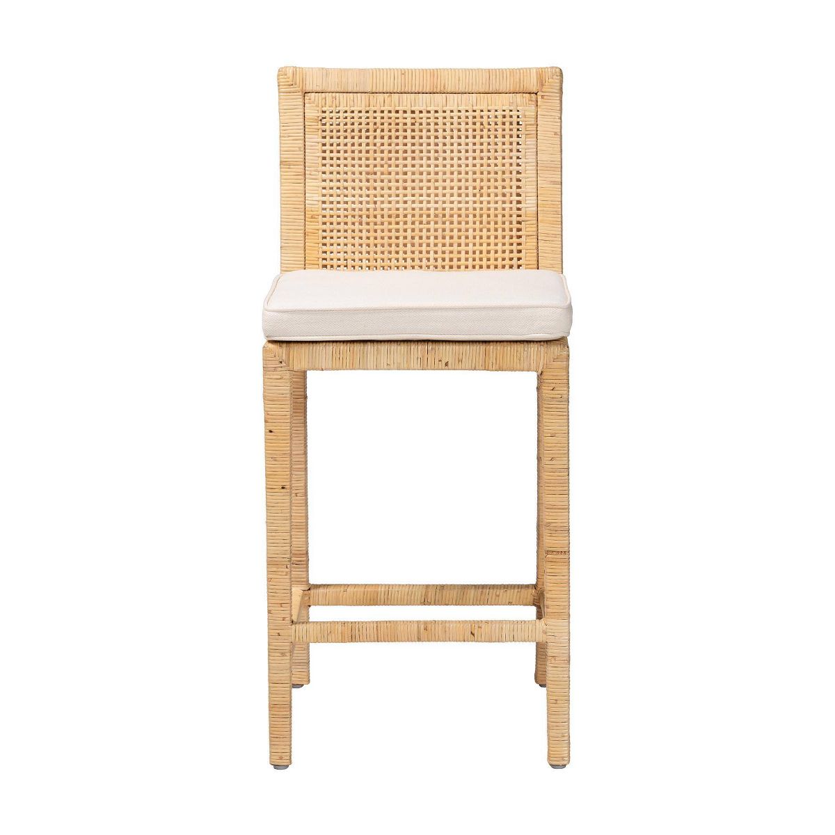 Sofia Wood and Rattan Counter Height Barstool Natural - bali & pari - thumbnail 3