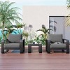 Nestfair 3pc Aluminum Frame Patio Conversation Set with Coffee Table and Cushions Black and Gray - 3 of 4