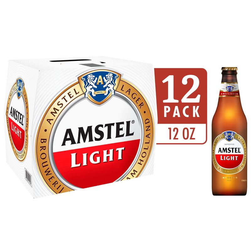 Amstel Light Lager Beer - 12pk/12 fl oz Bottles, 1 of 5