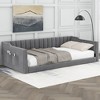 CAVINAS Twin/Full Size Pine Wood Velvet Upholstered Daybed Bed Frame with Side Storage pocket,No Box Spring Needed - 2 of 4