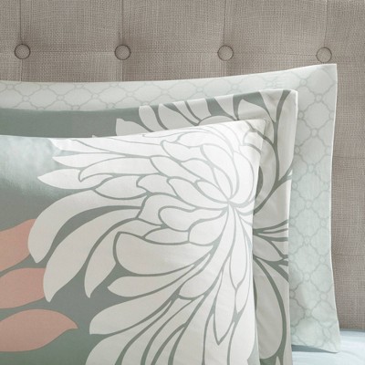 Madison Park Full Calla Complete Comforter Sheet Set - Blush/Gray: Microfiber Bedding Ensemble with Embroidered Details — фото 3