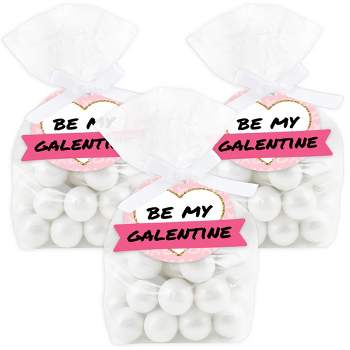 Big Dot of Happiness Be My Galentine - Galentine's & Valentine's Day Party Clear Goodie Favor Bags - Treat Bags With Tags - Set of 12