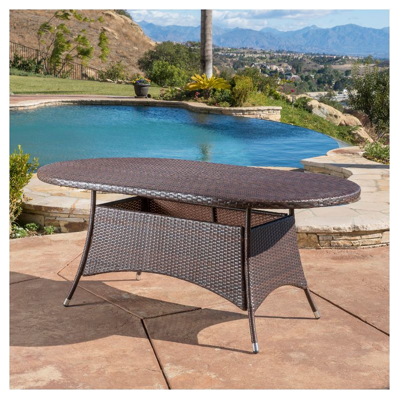 Corsica Oval Wicker Dining Table - Multi Brown - Christopher Knight Home, 3 of 7