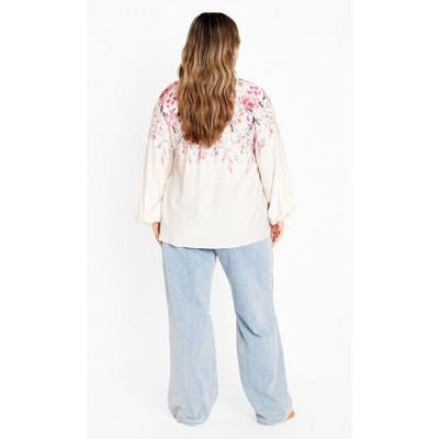 Women's Plus Size Keyla Print Shirt - ivory | CITY CHIC